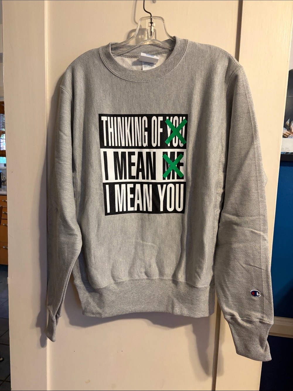 LACMA Collection Champion Gray Crewneck Sweatshirt with Barbara Kruger Graphic
